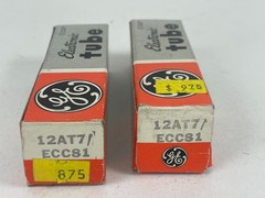 lot of 2 GE vacuum electronic tubes 12AT7 ECC81 new old stock NOS in boxes