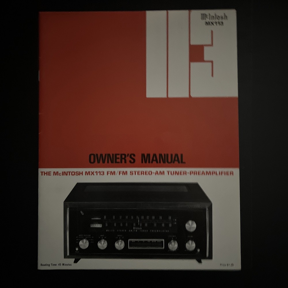 Vintage Original McIntosh MX113 Manual, NEW