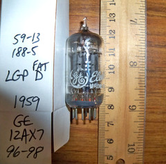 Strong 1959 GE Long Gray Plate O Getter 12AX7 / ECC83 Tube – 96/98