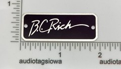 BC Rich Guitar Case Badge Custom Made Black/Silver Aluminum with Screws