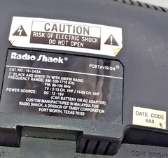 VTG RadioShack Portavision 7″ B&W TV 16-245 AM FM Radio Tested