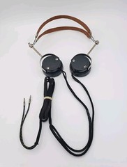 Vintage Bakelite Black Headphones Radio Headset Automatic Electric Co. Chicago