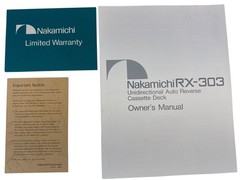 Nakamichi RX-303 Unidirectional Auto Reverse Cassette Deck Documentation Manual
