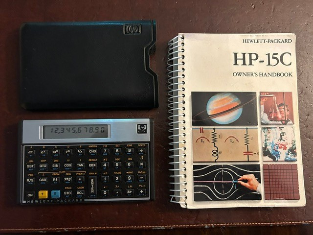 Vtg. Hewlett Packard HP 15C Scientific Programmable Calculator w/Case, Manual