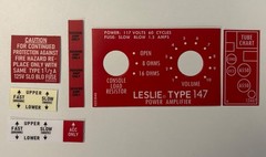 Leslie Speaker 147 amp COMPLETE label kit (117V NARROW type) FREE SHIPPING