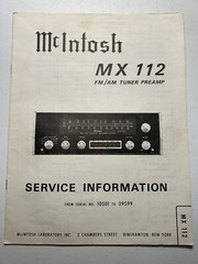 McIntosh MX112 FM/AM Tuner Preamplifier Preamp Service Information OEM Manual