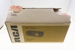 Vintage RCA RZA 203 T AM Radio NEW IN BOX Brown TESTED Burl Woodgrain Employee