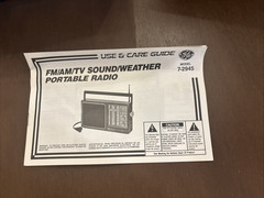 GE 7-2945 | FM / AM / TV Sound Radio With Weather New