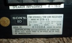 Sony STR-V3 AM/FM Stereo Receiver Working