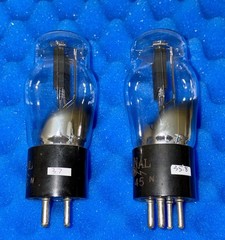 TWO National Union NX-45 Tubes 45 / Tested +100% / Engraved 1930’s Cup Getter