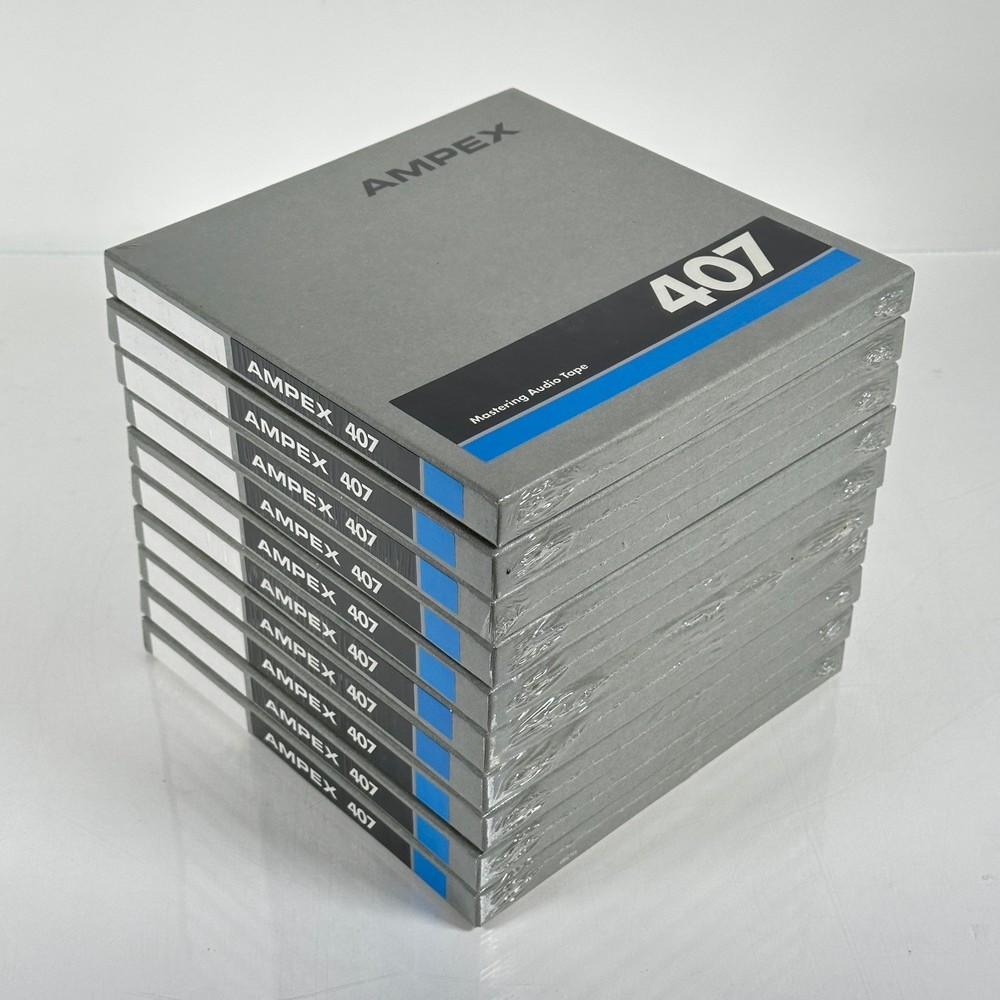 (New Old Stock) Ampex 407 Mastering Audio Tape 7” x 1/4” x 1800’ (Lot of 10)