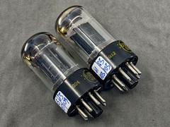 (2) Raytheon 6SN7GTB Tubes Black Plates O Getters Tests NOS Amplitrex