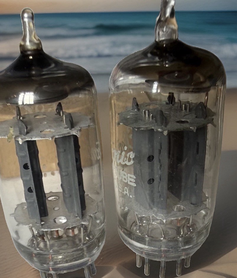 Rare Matched Pair 12au7 Comm Grade 5963 Hifi Tubes Vented Long Gray Ridge Plates