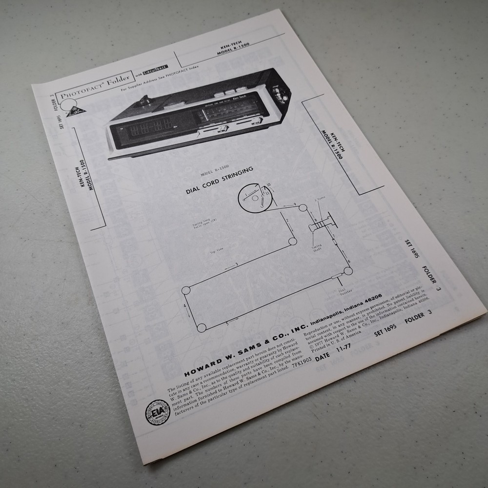 KEN-TECH R-1500 Service Clock Radio Manual 1977 Photofact