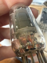 Rare Matched Pair 12au7 Comm Grade 5963 Hifi Tubes Vented Long Gray Ridge Plates