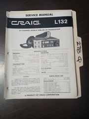 Craig L132 Service Manual Original Repair Book 40 Channel SSB AM CB Transceiver