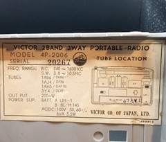 Very Rare Victor 2 Band 3 Way Portable Radio Model 4P-2006 ~ In Original Box HTF