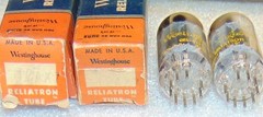 1957 NOS NIB PAIR 12AX7 WESTINGHOUSE TUBES BLACK PLATES SQUARE GETTER ECC83 7025