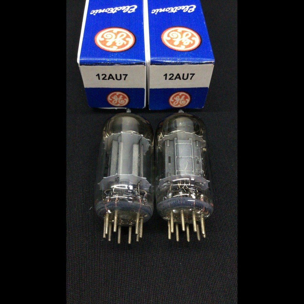 MATCHED PAIR GE 12AU7 Pewter Plate Horseshoe Getter PREMIUM Vacuum Tubes 5.9319