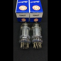 MATCHED PAIR GE 12AU7 Pewter Plate Horseshoe Getter PREMIUM Vacuum Tubes 5.9319