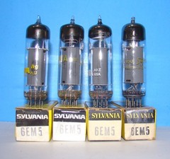 6EM5 NOS Sylvania vintage radio audio amplifier vacuum tubes 4 valves USA 6EM5