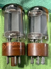 Matched Pair CBS Hytron JAN-CHY-6L6WGB Lt Brown Bases Trip Rect Getters Strong