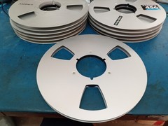 Ampex 10″ Empty Metal Reel, 1/4″ Tape, 3 Window Silver one per bid 10 available