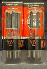 RCA 6SN7 GTB TUBE 1968 GLOW TOPS 2 HOLE TOUGH DOGs TALL BOTTLE MATCHING SET NIB