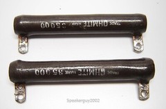 2 Vintage Ohmite Tubular Wire-Wound Ceramic Resistors / 35K Ohm / KTB1