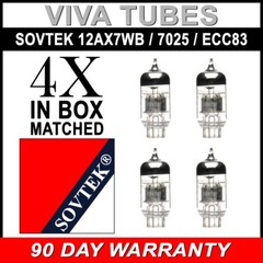 Gain Matched Quad (4) Sovtek 12AX7WB 7025 ECC83 Vacuum Tubes – Brand New