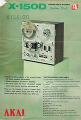 Akai X-150D Reel To Reel Tape Deck Dealer Spec Sheet Brochure Original Vintage