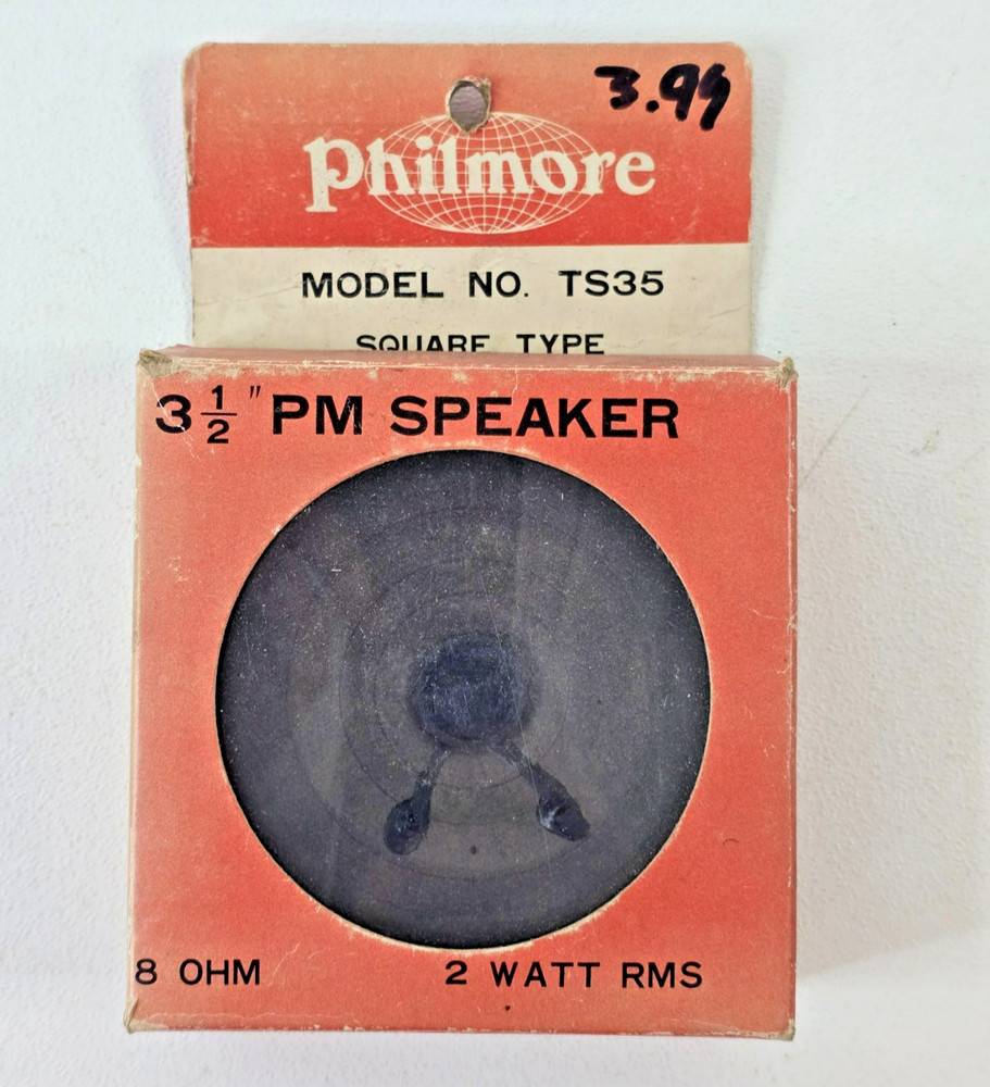 Vintage Philmore TS35 Square 3.5″ Replacement PM Speaker 8 Ohm 2 Watts