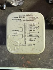 Vintage Singer Metrics Filament Transformer MIL-T-27A 6.3V-6A