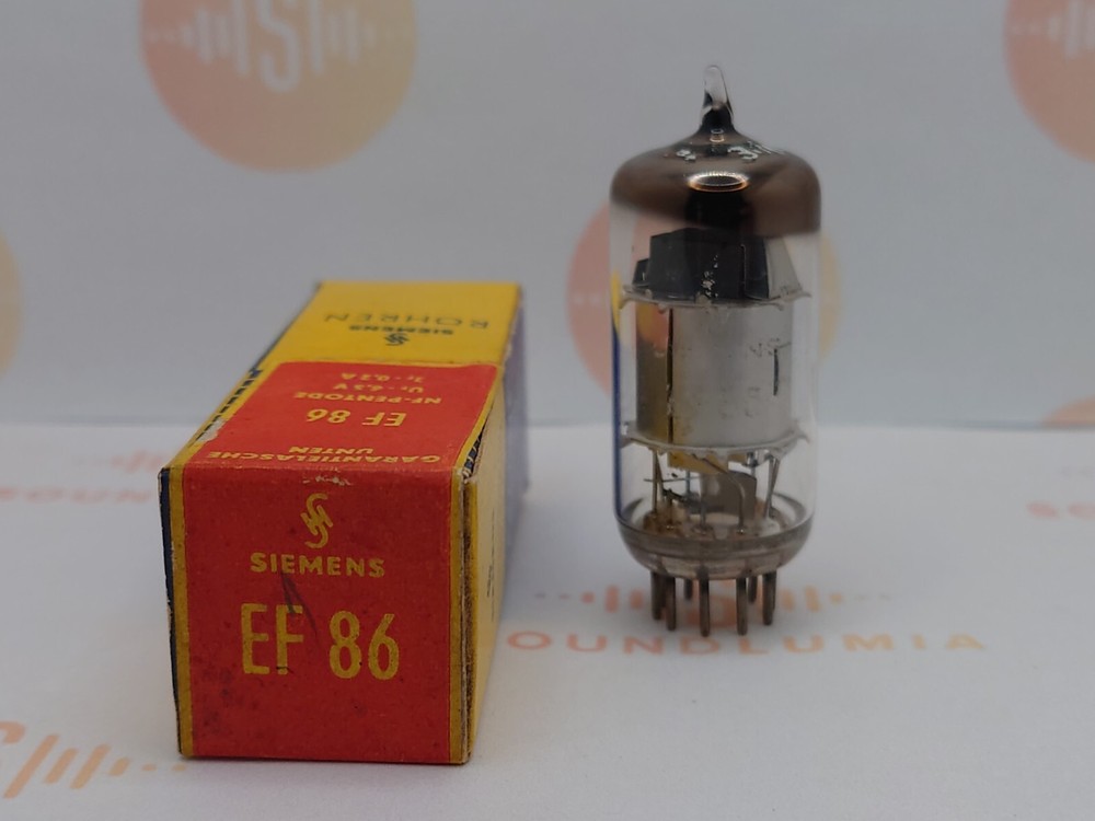1x Telefunken EF86 Silver Plates ◇ Base – Orig. Box – Berlin ’60 – Siemens Label