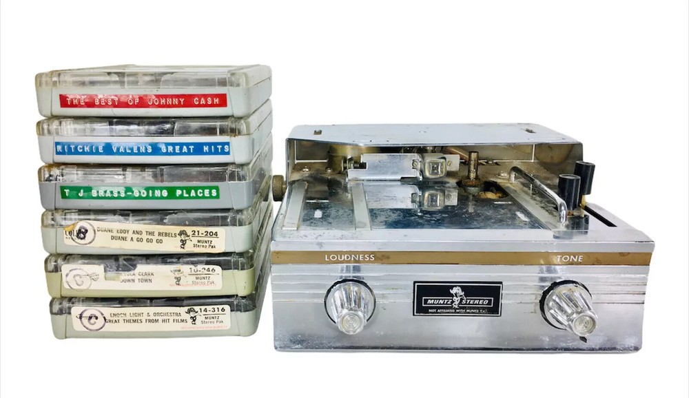 VTG MCM 60s Muntz Car Stereo 4 Track Player Free (6) 4 Track Tape Cassettes Lot