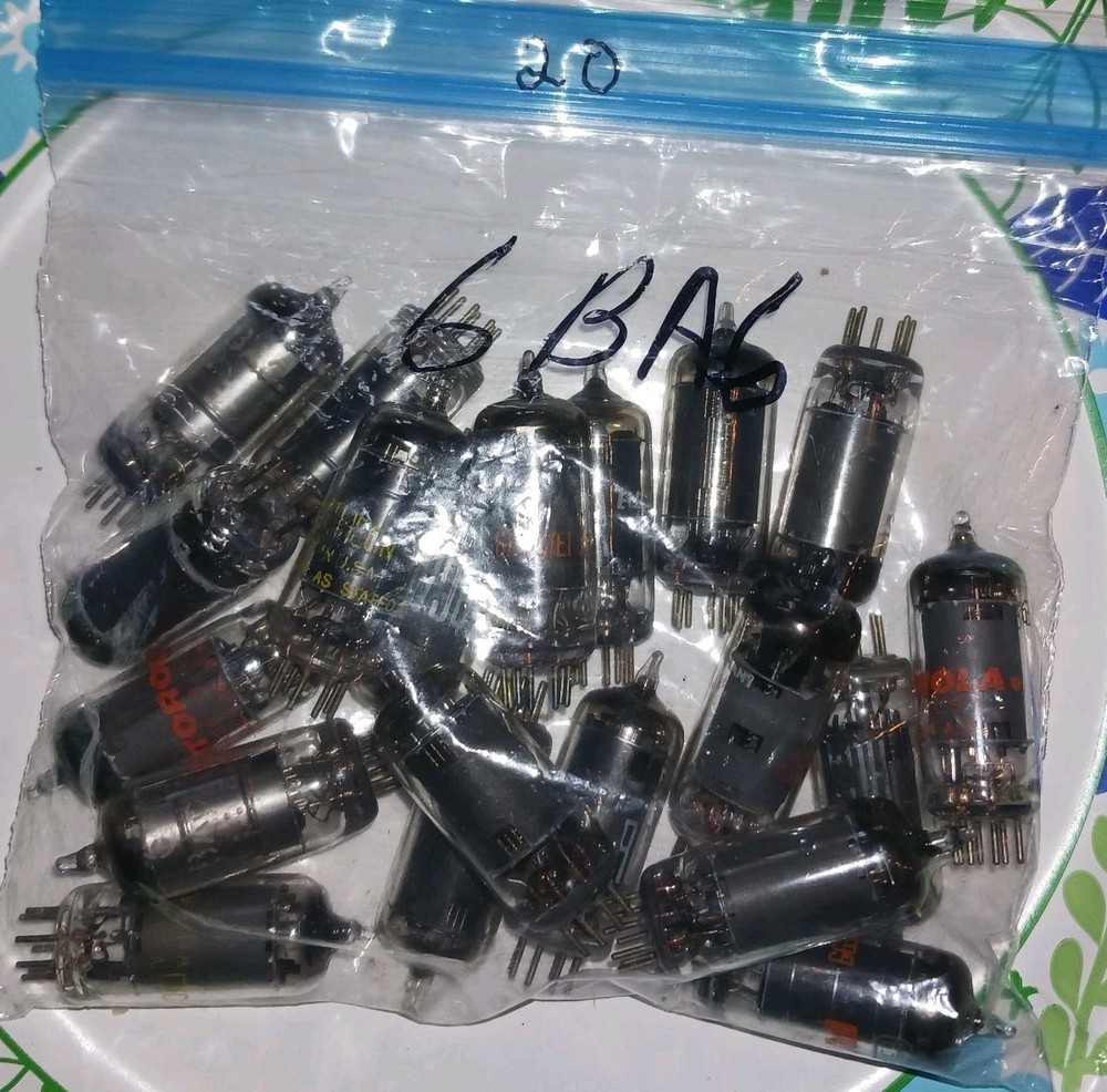 LOT OF 20 6BA6 PENTODE AMPLIFIER TUBES FOR RADIOS,UNCHECKED,AS FOUND,AS IS