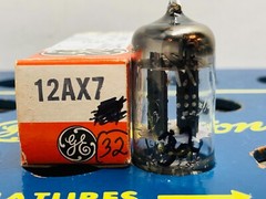 GE 12AX7 ECC83 7025 Long Grey Plate O-Getter Tested Good Balanced Tube