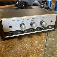 Vintage REALISTIC SA-100B Solid State Amplifier Japan – Wood Grain Silver Face