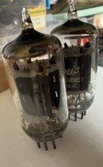 Rare Matched Pair 12au7 Comm Grade 5963 Hifi Tubes Vented Long Gray Ridge Plates