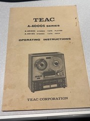 TEAC A-4000S Reel-to-Reel Operating Manual Original Vintage Owner’s Guide