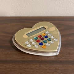 Vintage 1980s Heart Shaped Jeweled Electronic Calculator FOR PARTS/ READ