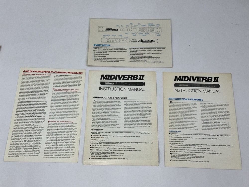 Alesis Midiverb II Instruction Manual Quick Setup