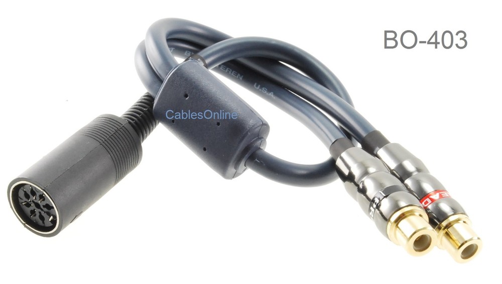 1ft Din-8 Female to 2-RCA Female Legacy Jumper Cable Audio Adapter