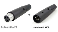 Switchcraft A3F and A3M Black XLR Microphone Connectors NEW! Set of One Each