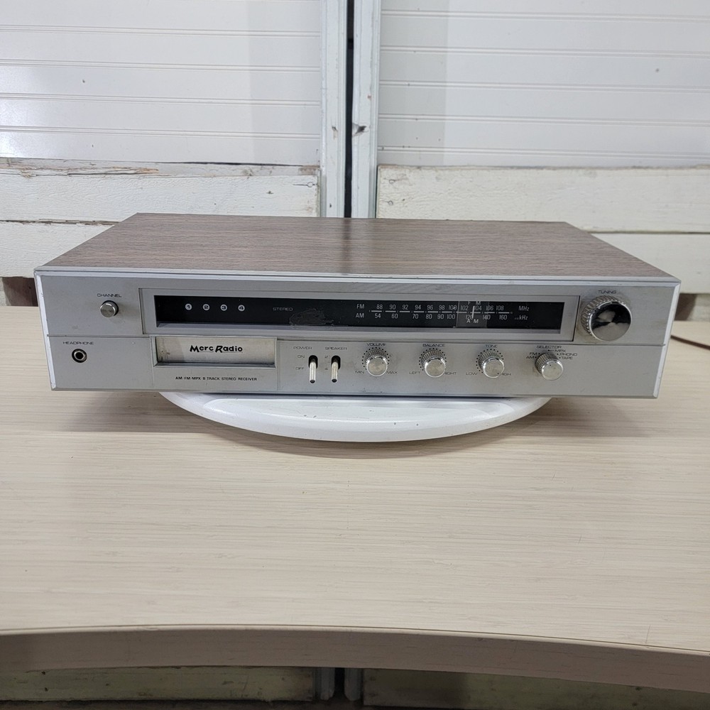 Vintage Merc Radio AM FM MPX 8-Track Stereo Receiver Woodgrain Tested