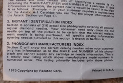 Recoton, 18th Edition, Phonograph Needle Catalog, The Diamond Selector Line
