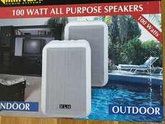 New—KLH 990A-W 100Watt All Purpose Speakers Antique White Indoor Outdoor
