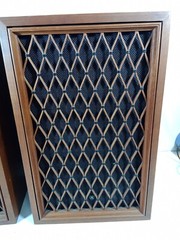 Pair of Vintage Pioneer CS-99 Stereo Floor Speakers Wood Cabinets Lattice Grills