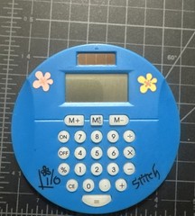 Vintage Lilo & Stitch Calculator Round Blue Solar / Battery Powered
