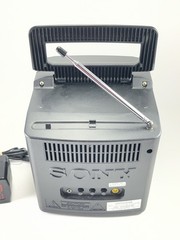 Sony Mega Watchman FD-525 Portable TV AM FM Radio Tested Working Adapter Camping